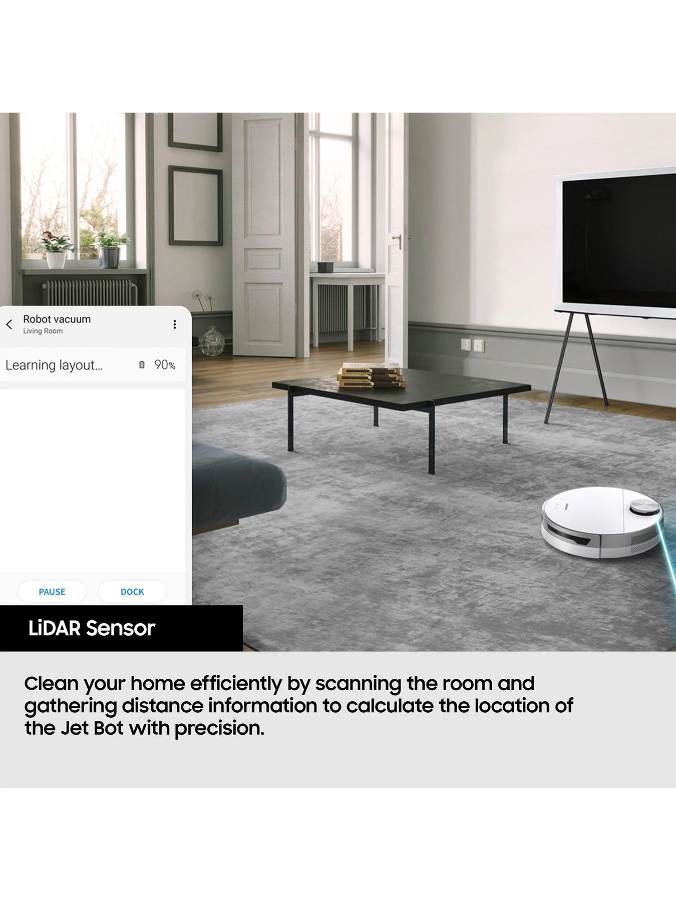 Samsung Jet Bot™ VR30T80313W/EU Robot Vacuum Cleaner - Max 60W Suction Power With LiDAR Sensor - White 6 Samsung Jet Bot™ VR30T80313W/EU Robot Vacuum Cleaner - Max 60W Suction Power With LiDAR Sensor - White - Image 4
