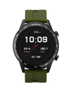 Household Appliances Store 13 Sekonda Active Men's Silicone Strap Smartwatch - Green/Black