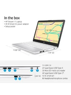 HP Stream 11-ak0027na 11-inch Laptop - Intel Celeron N4120, 4GB RAM, 64GB SSD, Microsoft 365 Personal (12 Months) Included, With Optional Norton 360 - White 14 HP Stream 11-ak0027na 11-inch Laptop - Intel Celeron N4120, 4GB RAM, 64GB SSD, Microsoft 365 Personal (12 Months) Included, With Optional Norton 360 - White -Household Appliances Store VALDC SQ6 0000000013 WHITE SLd2
