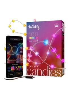 Twinkly Candies 100L 7MM Star Shape RGB Lens Light String, 6cm Lamp Spacing, BT+WiFi, IP20 - USB-C Powered