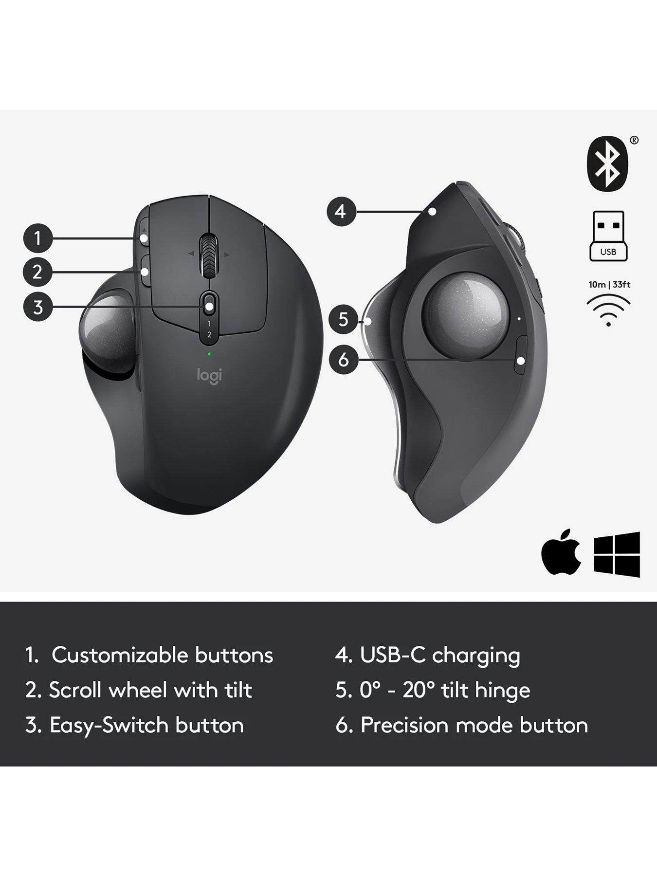 Logitech MX Ergo Wireless Trackball Mouse 7 Logitech MX Ergo Wireless Trackball Mouse - Image 5