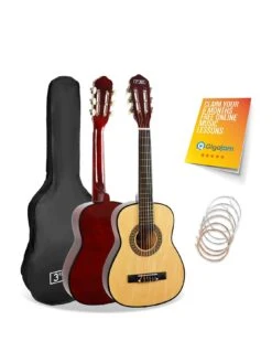3rd Avenue 1/2 Size Kids Classical Guitar Beginner Bundle - 6 Months FREE Lessons - Natural
