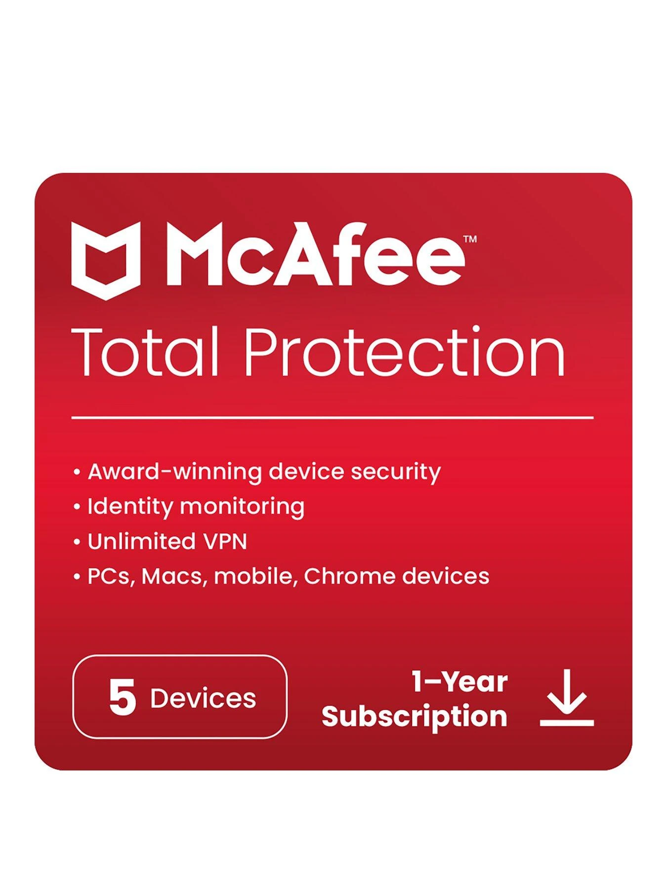 McAfee Total Protection For 5 Device - 1 Year Subscription (digital Download) 3 McAfee Total Protection For 5 Device - 1 Year Subscription (digital Download)