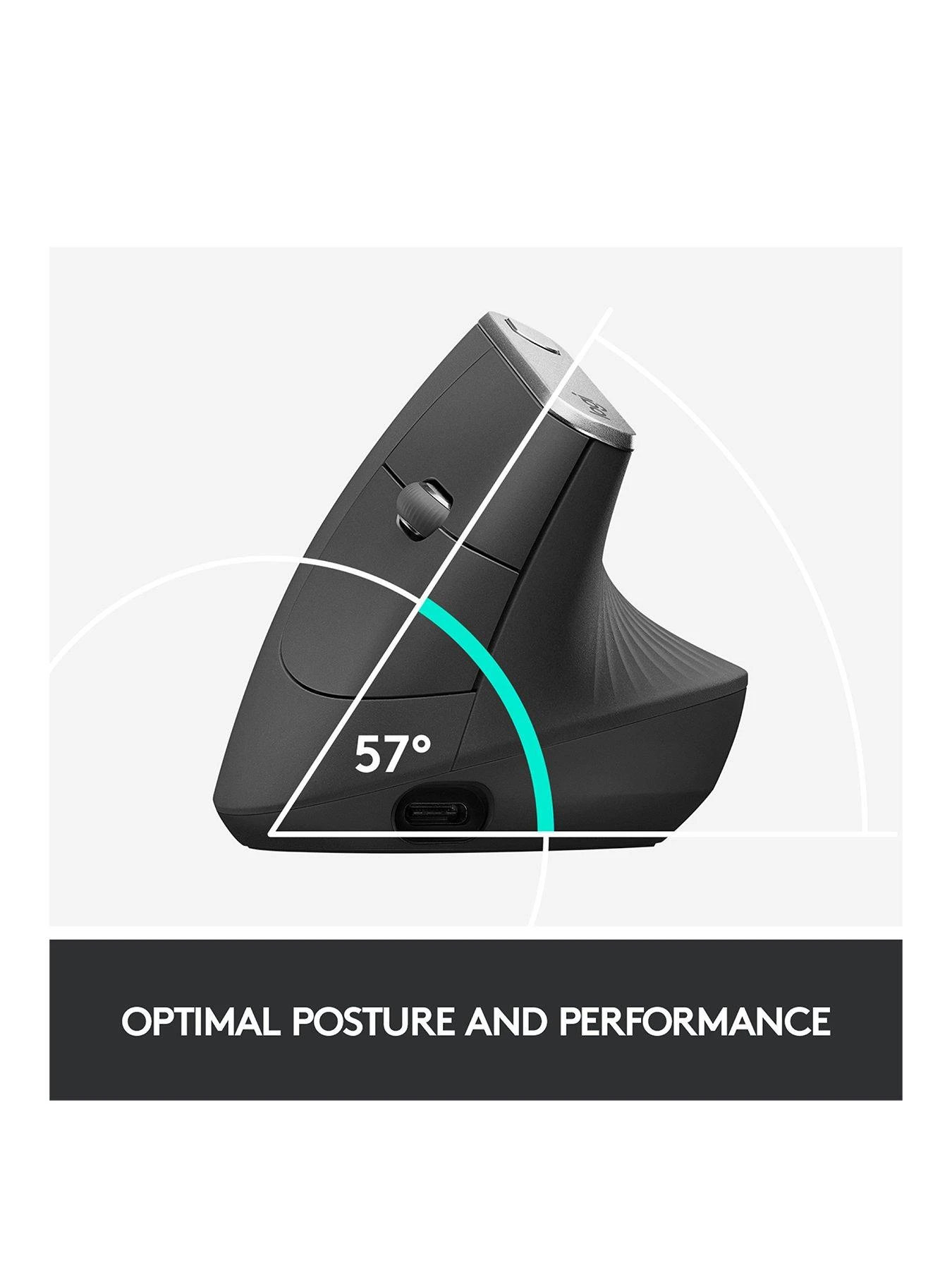 Logitech MX VERTICAL Ergonomic Wireless Mouse - Graphite 5 Logitech MX VERTICAL Ergonomic Wireless Mouse - Graphite - Image 3