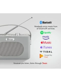 Swan Retro DAB Bluetooth Radio - Grey -Household Appliances Store RFLLD SQ7 0000000005 GREY SLd3