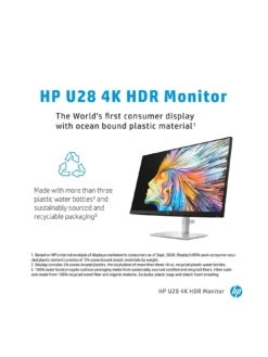 HP U28 4K 28in Monitor - 4K UHD, HDR. Factory Calibrated Colour, USB-C Docking, 65W Charging -Household Appliances Store RLYKW SQ2 0000000035 SILVER SLb