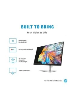 HP U28 4K 28in Monitor - 4K UHD, HDR. Factory Calibrated Colour, USB-C Docking, 65W Charging -Household Appliances Store RLYKW SQ3 0000000035 SILVER SLa