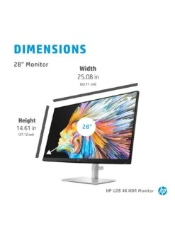 HP U28 4K 28in Monitor - 4K UHD, HDR. Factory Calibrated Colour, USB-C Docking, 65W Charging -Household Appliances Store RLYKW SQ5 0000000035 SILVER SLd1