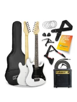 3/4 Size Electric Guitar Ultimate Kit With 10W Amp - 6 Months FREE Lessons - White