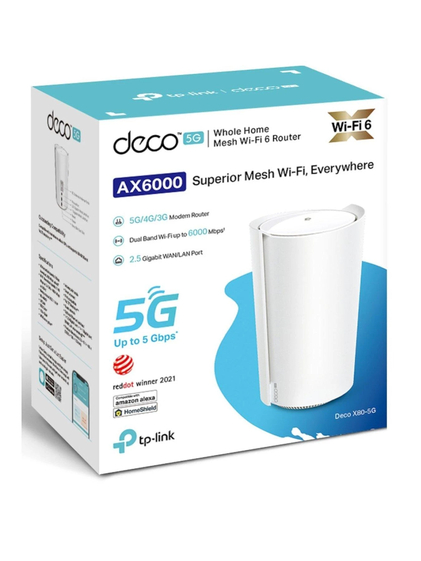 TP-Link TP Link Deco X80-5G AX6000 Whole Home Wi-Fi 1-Pack Solution 5 TP-Link TP Link Deco X80-5G AX6000 Whole Home Wi-Fi 1-Pack Solution - Image 3
