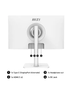 MSI Modern MD241PW 23.8 Inch, Full HD, 75Hz, IPS, USB Type-C, Monitor With Adjustable Stand & Built-in Speakers -Household Appliances Store VIE9B SQ2 0000000004 BLACK SLb