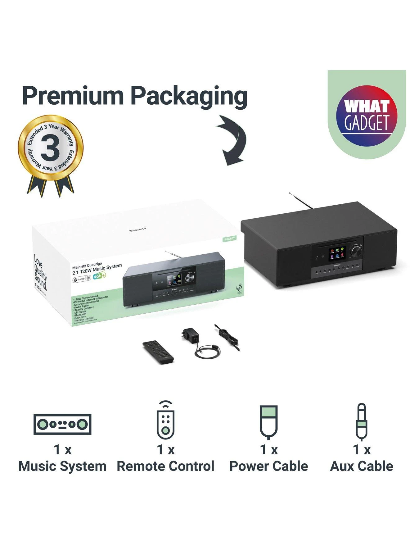 Majority Quadriga CD Music System With Internet, DAB And FM Radio Black 9 Majority Quadriga CD Music System With Internet, DAB And FM Radio Black - Image 7