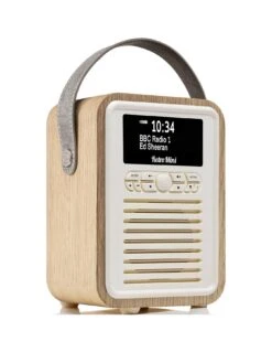VQ Retro Mini Portable DAB Radio With Bluetooth - Oak