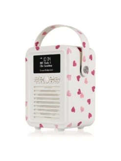 VQ Retro Mini Portable DAB Radio With Bluetooth - Pink Hearts -Household Appliances Store VJ1XB SQ4 0000000067 CREAM SLd