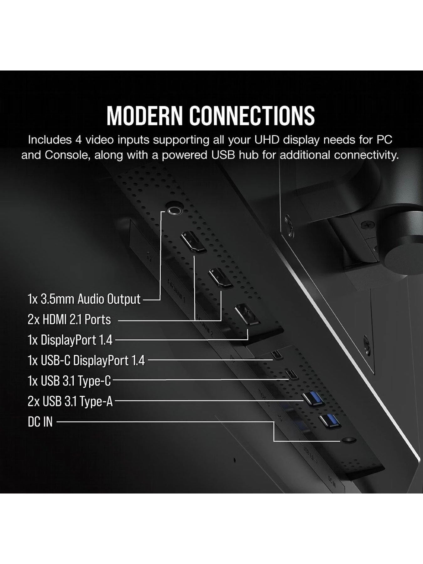 CORSAIR XENEON 32UHD144 32-inch Ultra HD 4K 144Hz Widescreen IPS LED Monitor - Black 8 CORSAIR XENEON 32UHD144 32-inch Ultra HD 4K 144Hz Widescreen IPS LED Monitor - Black - Image 6