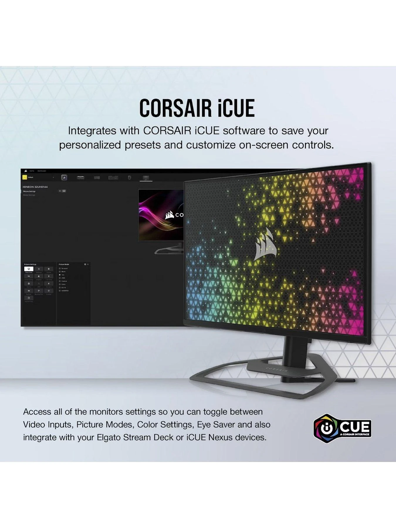 CORSAIR XENEON 32UHD144 32-inch Ultra HD 4K 144Hz Widescreen IPS LED Monitor - Black 9 CORSAIR XENEON 32UHD144 32-inch Ultra HD 4K 144Hz Widescreen IPS LED Monitor - Black - Image 7