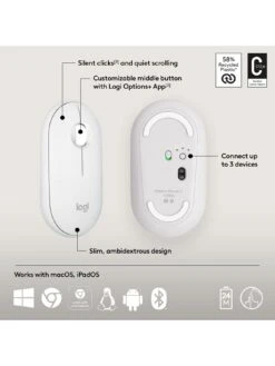 Logitech Pebble Mouse 2 M350s Slim Bluetooth Wireless Mouse, Lightweight, Quiet Clicks - Off White -Household Appliances Store VQ3D6 SQ6 0000000013 WHITE SLd2